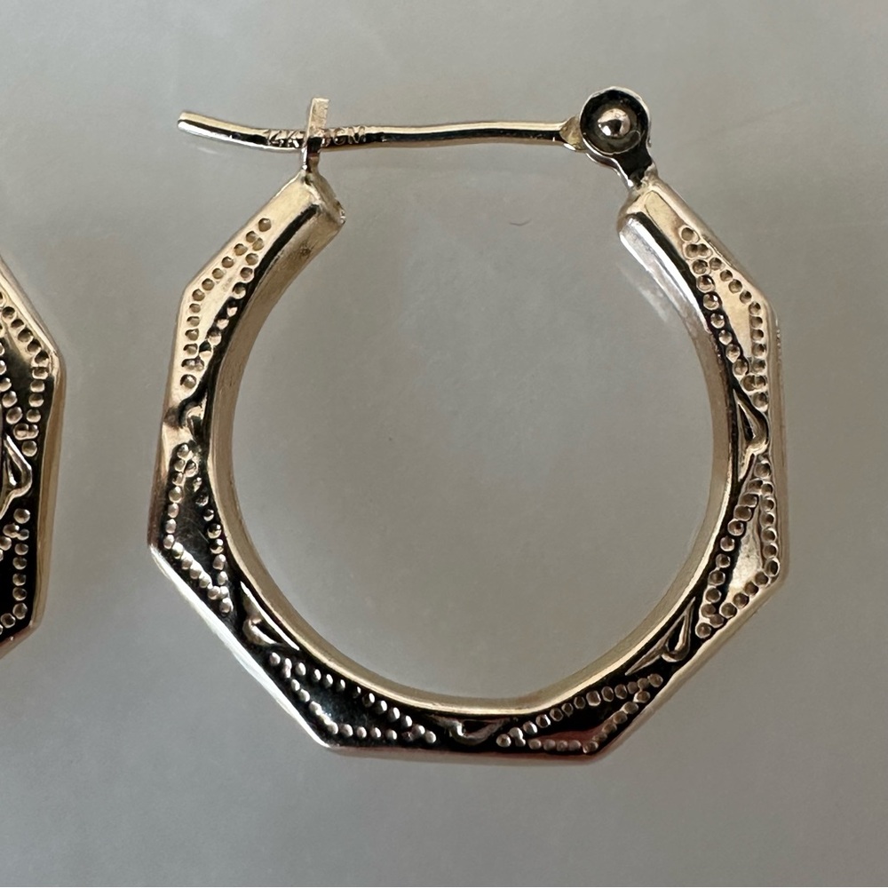 14k Solid Gold Hoop Earrings - Picture 13 of 16